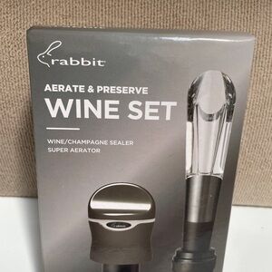 Rabbit Aerate & Preserve Wine Set. Wine/Champagne Sealer. Super Aerator.